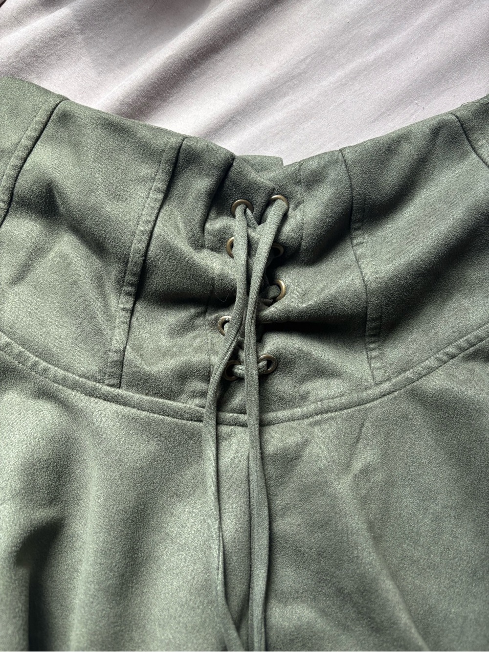 Women’s Olive Green Lace-Up High-Waist skirt